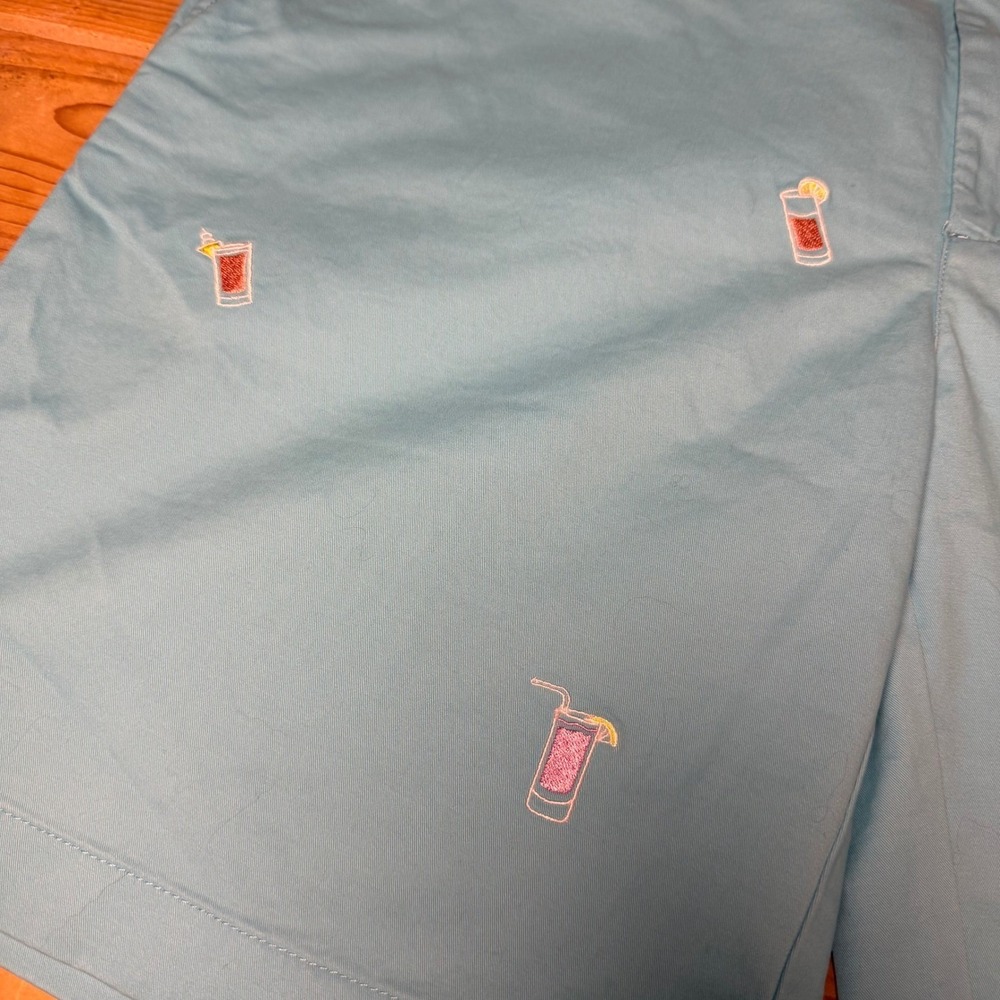Vineyard Vines Mens 36 Light Teal Cocktail Drink Embroidered Breaker Shorts 9in - Picture 8 of 8